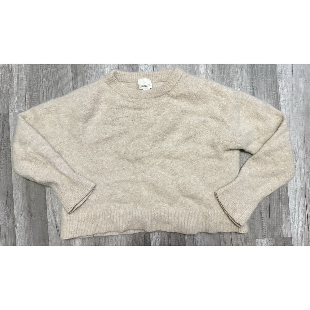 H&Mโ Womens Size Medium Wool Cropped Pullover Sweater Heather Cream